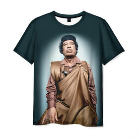 Мужская футболка 3D с принтом Каддафи 1 в Белгороде, 100% полиэфир | прямой крой, круглый вырез горловины, длина до линии бедер | каддафи | муаммар каддафи | революция