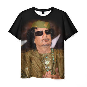 Мужская футболка 3D с принтом Каддафи 3 в Белгороде, 100% полиэфир | прямой крой, круглый вырез горловины, длина до линии бедер | Тематика изображения на принте: каддафи | муаммар каддафи | революция