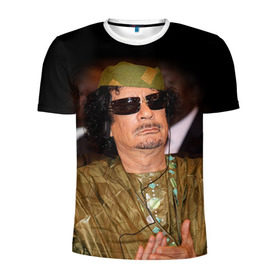 Мужская футболка 3D спортивная с принтом Каддафи 3 в Белгороде, 100% полиэстер с улучшенными характеристиками | приталенный силуэт, круглая горловина, широкие плечи, сужается к линии бедра | каддафи | муаммар каддафи | революция