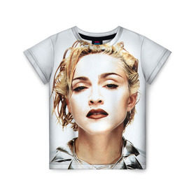 Детская футболка 3D с принтом Мадонна 3 в Белгороде, 100% гипоаллергенный полиэфир | прямой крой, круглый вырез горловины, длина до линии бедер, чуть спущенное плечо, ткань немного тянется | Тематика изображения на принте: madonna | мадонна | музыка