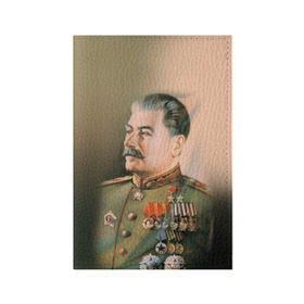 Обложка для паспорта матовая кожа с принтом Сталин 1 в Белгороде, натуральная матовая кожа | размер 19,3 х 13,7 см; прозрачные пластиковые крепления | знаменитости | иосиф сталин | ретро | ссср