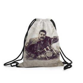 Рюкзак-мешок 3D с принтом Сталин 2 в Белгороде, 100% полиэстер | плотность ткани — 200 г/м2, размер — 35 х 45 см; лямки — толстые шнурки, застежка на шнуровке, без карманов и подкладки | знаменитости | иосиф сталин | ретро | ссср