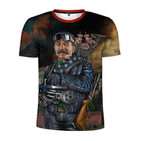 Мужская футболка 3D спортивная с принтом Сталин 3 в Белгороде, 100% полиэстер с улучшенными характеристиками | приталенный силуэт, круглая горловина, широкие плечи, сужается к линии бедра | знаменитости | иосиф сталин | ретро | ссср