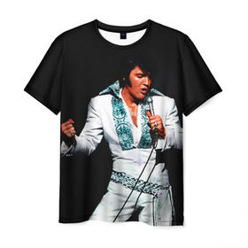 Мужская футболка 3D с принтом Элвис 3 в Белгороде, 100% полиэфир | прямой крой, круглый вырез горловины, длина до линии бедер | Тематика изображения на принте: elvis presley | rock n roll | музыка | ретро | рок н ролл | элвис пресли