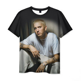 Мужская футболка 3D с принтом Эминем 1 в Белгороде, 100% полиэфир | прямой крой, круглый вырез горловины, длина до линии бедер | eminem | music | rap | музыка | реп | рэп | эминем