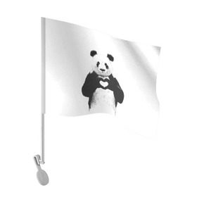 Флаг для автомобиля с принтом Панда Love в Белгороде, 100% полиэстер | Размер: 30*21 см | панда