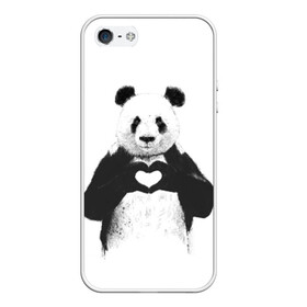Чехол для iPhone 5/5S матовый с принтом Панда Love в Белгороде, Силикон | Область печати: задняя сторона чехла, без боковых панелей | панда