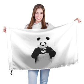 Флаг 3D с принтом Панда Love в Белгороде, 100% полиэстер | плотность ткани — 95 г/м2, размер — 67 х 109 см. Принт наносится с одной стороны | панда