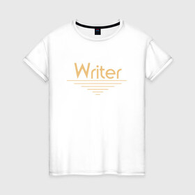 Женская футболка хлопок с принтом Писатель в Белгороде, 100% хлопок | прямой крой, круглый вырез горловины, длина до линии бедер, слегка спущенное плечо | 