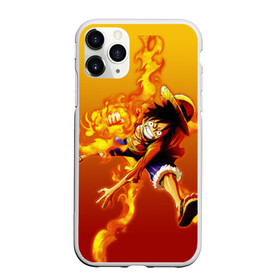 Чехол для iPhone 11 Pro матовый с принтом Луффи из One Piece в Белгороде, Силикон |  | fire | luffi | огонь