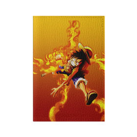 Обложка для паспорта матовая кожа с принтом Луффи из One Piece в Белгороде, натуральная матовая кожа | размер 19,3 х 13,7 см; прозрачные пластиковые крепления | fire | luffi | огонь