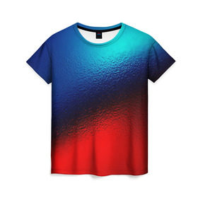 Женская футболка 3D с принтом Цветовой переход красный в Белгороде, 100% полиэфир ( синтетическое хлопкоподобное полотно) | прямой крой, круглый вырез горловины, длина до линии бедер | цветовой переход