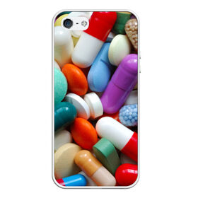 Чехол силиконовый для Телефон Apple iPhone 5/5S с принтом Pills в Белгороде, Силикон | Область печати: задняя сторона чехла, без боковых панелей | пилюли | флу