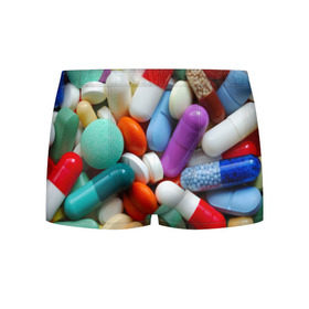 Мужские трусы 3D с принтом Pills в Белгороде, 50% хлопок, 50% полиэстер | классическая посадка, на поясе мягкая тканевая резинка | пилюли | флу