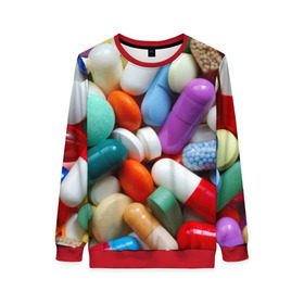 Женский свитшот 3D с принтом Pills в Белгороде, 100% полиэстер с мягким внутренним слоем | круглый вырез горловины, мягкая резинка на манжетах и поясе, свободная посадка по фигуре | пилюли | флу