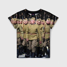 Детская футболка 3D с принтом Вооруженные силы СССР в Белгороде, 100% гипоаллергенный полиэфир | прямой крой, круглый вырез горловины, длина до линии бедер, чуть спущенное плечо, ткань немного тянется | Тематика изображения на принте: армия | вооруженные силы россии | парад | рэтро | ссср