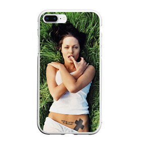 Чехол для iPhone 7Plus/8 Plus матовый с принтом Джоли Анджелина в Белгороде, Силикон | Область печати: задняя сторона чехла, без боковых панелей | анджелина | девушка | джоли | лежит | тату