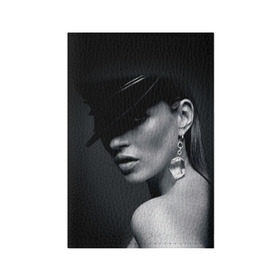 Обложка для паспорта матовая кожа с принтом Девушка в шляпе в Белгороде, натуральная матовая кожа | размер 19,3 х 13,7 см; прозрачные пластиковые крепления | бриллиант | девушка | красивая | серьга | шляпа