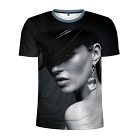 Мужская футболка 3D спортивная с принтом Девушка в шляпе в Белгороде, 100% полиэстер с улучшенными характеристиками | приталенный силуэт, круглая горловина, широкие плечи, сужается к линии бедра | Тематика изображения на принте: бриллиант | девушка | красивая | серьга | шляпа