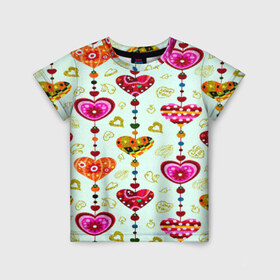 Детская футболка 3D с принтом Heart в Белгороде, 100% гипоаллергенный полиэфир | прямой крой, круглый вырез горловины, длина до линии бедер, чуть спущенное плечо, ткань немного тянется | heart | женские | любовь | новые | прикольные | сердечки