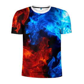 Мужская футболка 3D спортивная с принтом Битва огней в Белгороде, 100% полиэстер с улучшенными характеристиками | приталенный силуэт, круглая горловина, широкие плечи, сужается к линии бедра | огонь