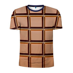 Мужская футболка 3D спортивная с принтом Шоколад в Белгороде, 100% полиэстер с улучшенными характеристиками | приталенный силуэт, круглая горловина, широкие плечи, сужается к линии бедра | еда | коричневый | плитка | прикольные | шоколад