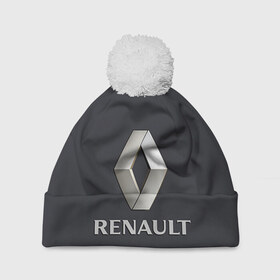Шапка 3D c помпоном с принтом Renault в Белгороде, 100% полиэстер | универсальный размер, печать по всей поверхности изделия | renault | рено