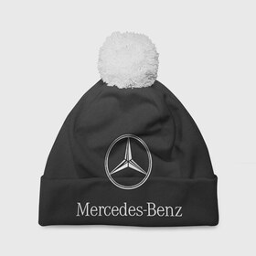 Шапка 3D c помпоном с принтом Mercedes в Белгороде, 100% полиэстер | универсальный размер, печать по всей поверхности изделия | benz | mercedes