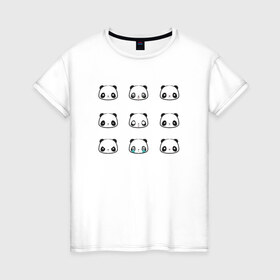 Женская футболка хлопок с принтом Пандочки в Белгороде, 100% хлопок | прямой крой, круглый вырез горловины, длина до линии бедер, слегка спущенное плечо | 