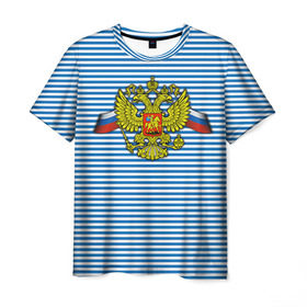 Мужская футболка 3D с принтом Герб РФ в Белгороде, 100% полиэфир | прямой крой, круглый вырез горловины, длина до линии бедер | армия | войска | вооруженные силы | герб | россия | символ россии | тельник | тельняшка | флаг