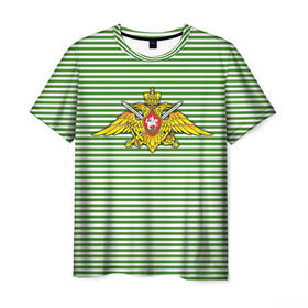 Мужская футболка 3D с принтом Погранвойска в Белгороде, 100% полиэфир | прямой крой, круглый вырез горловины, длина до линии бедер | армия | войска | вооруженные силы | пограничные войска | тельник | тельняшка