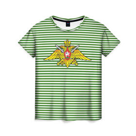 Женская футболка 3D с принтом Погранвойска в Белгороде, 100% полиэфир ( синтетическое хлопкоподобное полотно) | прямой крой, круглый вырез горловины, длина до линии бедер | армия | войска | вооруженные силы | пограничные войска | тельник | тельняшка