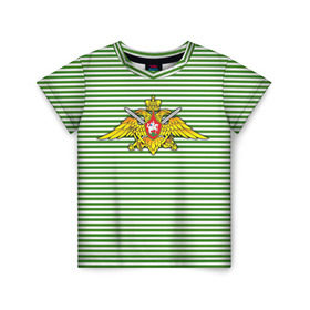 Детская футболка 3D с принтом Погранвойска в Белгороде, 100% гипоаллергенный полиэфир | прямой крой, круглый вырез горловины, длина до линии бедер, чуть спущенное плечо, ткань немного тянется | армия | войска | вооруженные силы | пограничные войска | тельник | тельняшка