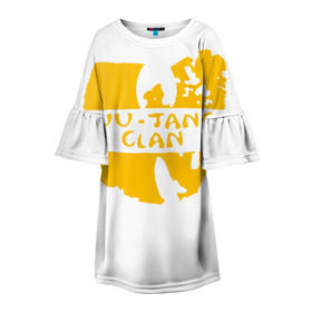 Детское платье 3D с принтом Wu Tang Clan в Белгороде, 100% полиэстер | прямой силуэт, чуть расширенный к низу. Круглая горловина, на рукавах — воланы | Тематика изображения на принте: method man | tang clan | wu tang clan
