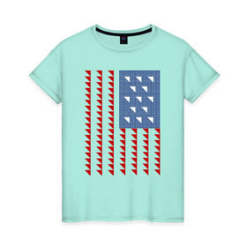 Женская футболка хлопок с принтом Triangle US в Белгороде, 100% хлопок | прямой крой, круглый вырез горловины, длина до линии бедер, слегка спущенное плечо | мода | оригинальный узор в виде флага сшасша | стиль | флаг