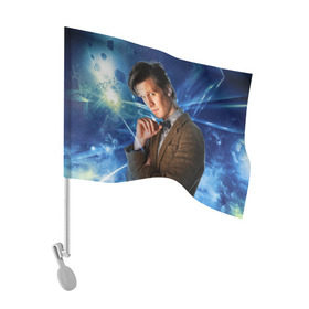 Флаг для автомобиля с принтом 11th Doctor Who в Белгороде, 100% полиэстер | Размер: 30*21 см | doctor who | matt | smith | tardis | временной поток | доктор кто | мэтт | смит | тардис