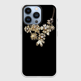 Чехол для iPhone 13 Pro с принтом Золотое ожерелье в Белгороде,  |  | Тематика изображения на принте: бриллианты | драгоценность | золото | золотые | лепестки | ожерелье | роза | цветы | цепь