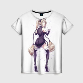 Женская футболка 3D с принтом Девушка на груди в Белгороде, 100% полиэфир ( синтетическое хлопкоподобное полотно) | прямой крой, круглый вырез горловины, длина до линии бедер | анимэ | висит | девушка | на груди