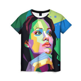 Женская футболка 3D с принтом Анджелина Джоли в Белгороде, 100% полиэфир ( синтетическое хлопкоподобное полотно) | прямой крой, круглый вырез горловины, длина до линии бедер | angelina jolie | актриса | анджелина джоли | звезда | знаменитость | кино | поп арт | символ