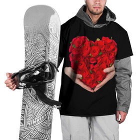 Накидка на куртку 3D с принтом Сердце в руках в Белгороде, 100% полиэстер |  | 8 марта | любовь | подарок | праздник | розы | руки | сердце