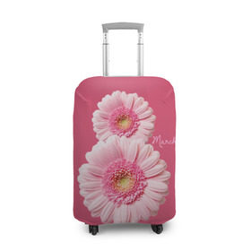 Чехол для чемодана 3D с принтом Гарберы в Белгороде, 86% полиэфир, 14% спандекс | двустороннее нанесение принта, прорези для ручек и колес | 8 марта | гарберы | день | женский | международный | праздник | розовые | цветы