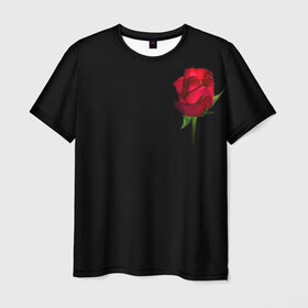 Мужская футболка 3D с принтом Розы за спиной в Белгороде, 100% полиэфир | прямой крой, круглый вырез горловины, длина до линии бедер | за спиной | любовь | подарок | роза | розы | сюрприз | цветы | чувства