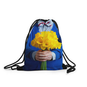 Рюкзак-мешок 3D с принтом Цветы в руках в Белгороде, 100% полиэстер | плотность ткани — 200 г/м2, размер — 35 х 45 см; лямки — толстые шнурки, застежка на шнуровке, без карманов и подкладки | бабочка