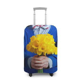 Чехол для чемодана 3D с принтом Цветы в руках в Белгороде, 86% полиэфир, 14% спандекс | двустороннее нанесение принта, прорези для ручек и колес | бабочка