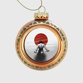 Стеклянный ёлочный шар с принтом Самурай 1 в Белгороде, Стекло | Диаметр: 80 мм | борьба | воин | единоборства | путь воина | самураи | самурай