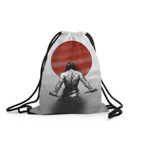 Рюкзак-мешок 3D с принтом Самурай 1 в Белгороде, 100% полиэстер | плотность ткани — 200 г/м2, размер — 35 х 45 см; лямки — толстые шнурки, застежка на шнуровке, без карманов и подкладки | борьба | воин | единоборства | путь воина | самураи | самурай