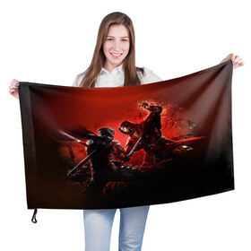 Флаг 3D с принтом Противостояние в Белгороде, 100% полиэстер | плотность ткани — 95 г/м2, размер — 67 х 109 см. Принт наносится с одной стороны | борьба | воин | единоборства | путь воина | самураи | самурай