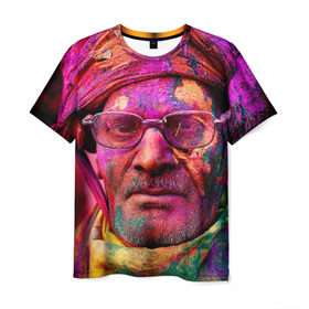 Мужская футболка 3D с принтом Индуистский фестиваль красок в Белгороде, 100% полиэфир | прямой крой, круглый вырез горловины, длина до линии бедер | Тематика изображения на принте: 