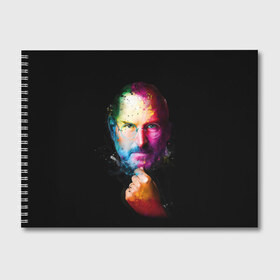 Альбом для рисования с принтом Стив Джобс в Белгороде, 100% бумага
 | матовая бумага, плотность 200 мг. | Тематика изображения на принте: apple | знаменитость | лидер | очки | поп арт | портрет | рука | стив джобс | яблоко