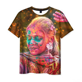 Мужская футболка 3D с принтом Индуистский фестиваль красок в Белгороде, 100% полиэфир | прямой крой, круглый вырез горловины, длина до линии бедер | Тематика изображения на принте: 
